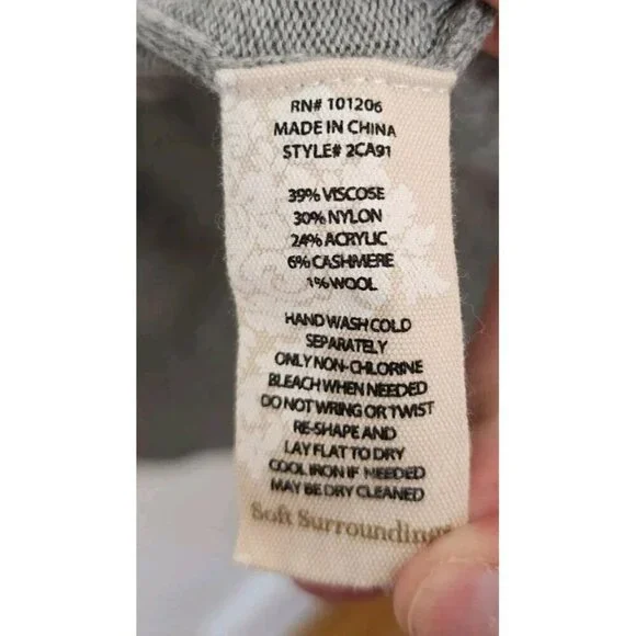 SOFT SURROUNDINGS Gray Stars Cashmere Blend DUSTER Open Cardigan Sweater Sz M - Picture 5 of 5